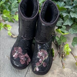 UGG Black Sequin Floral Women's Boots